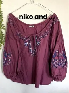niko and ... ニコアンド　カットワーク刺繍ブラウス パープル　③