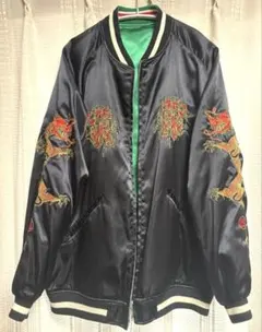 希少】STUSSY ステューシー スカジャン XL 黒×緑 リバーシブル - メルカリ