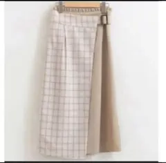 マジェ バイカラー　Iライン スカート タイトスカート ベージュ チェック柄　S
