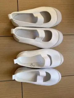 ホワイト ストラップ付き キッズシューズ 2足セット 14.5EE,15.0EE