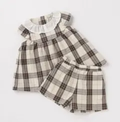 petit main 襟付き　チェック柄　セットアップ　チュニック　パンツ