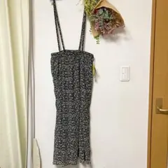 小花柄 2wayサロペット ロングスカート