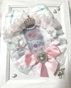 【B8】硬質ケース トレカケース レースデコ 天使　天使猫 ピンク×ブルー