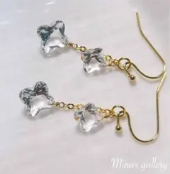 クローバーコンケーブカットクリスタル✳︎天然石ピアス&イヤリング