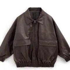 襟2Wayオーバーサイズレザーブルゾン