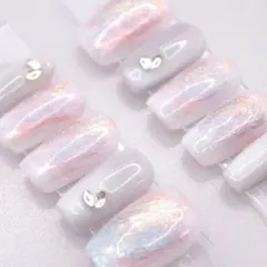 789 ネイルチップSサイズ 韓国 上品 ニュアンス オーロラ ラメ　マグネット