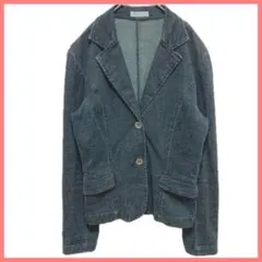 ZAZIE デニム テーラードジャケット 袖スリット メタルボタン インディゴ
