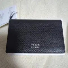 タケオキクチ TAKEO KIKUCHI 名刺入れ　ブラック　ミニメッシュレザー