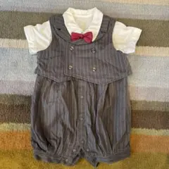 セレモニーロンパース　ボウタイ付き グレー　80