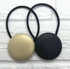 【269】ハンドメイド38mm くるみボタン　ヘアゴム