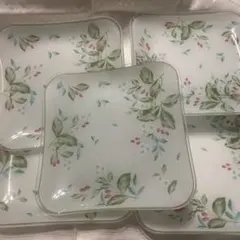 花柄の白い皿 5枚セット