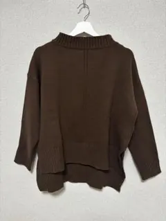 【ROPE PICNIC】ウール混ブラウン ハイネック ニット セーター