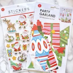 クリスマス ガーランド シール ステッカー オーナメント サンタ トナカイ デコ