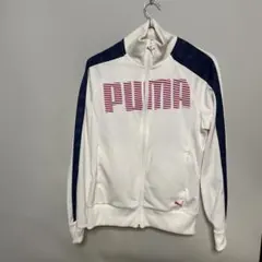 PUMA フルジップジャケット 上 サイズ0 ホワイト/ネイビー　レディース