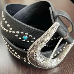 ウエスタンベルト スタッズ　黒 ブラック y2k アメカジ ターコイズ 男女兼用