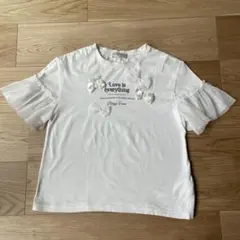mezzo piano フリル袖 Tシャツ M ホワイト