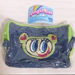 【未開封】エンジェルブルー デニム風刺繍ポーチ グリーン