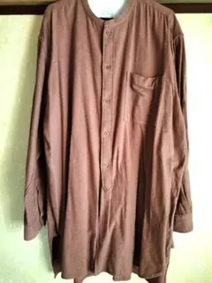 無印良品 ボタン付き ロング丈シャツ 赤褐色 ユニセックス