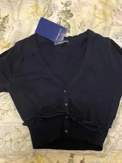 Brandy Melville クロップド　カーディガン　ネイビー ニット