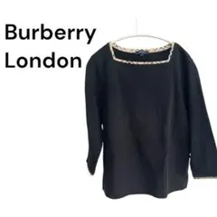 バーバリーロンドン カットソー 七分袖 ノバチェック ブラック ホース刺繍ロゴ