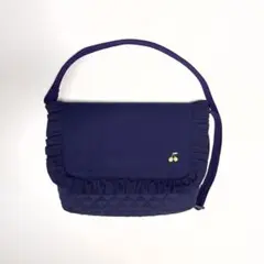 【受注製作】♡フリル ネイビー 刺繍さくらんぼ♡ 通園バッグ ショルダーバッグ