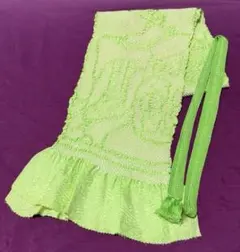 帯締め＆帯揚げセット　黄緑色　正絹