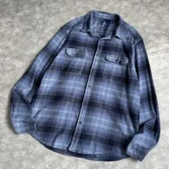00s GEORGE オンブレチェック コットン ネルシャツ ネイビー