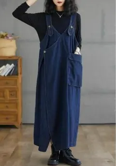 3XLサイズ　ジャンパースカート サロペット マキシデニム　春夏秋冬