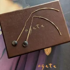 アガット　K10　ブラックルチル アメリカンピアス