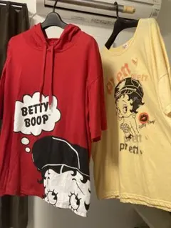Betty BoopベティーちゃんTシャツ レッドイエロー２枚組ビッグシルエットのサムネイル