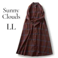 サニークラウズ　チェックのテントワンピース　ボルドー　こっくり秋色　LL　XL