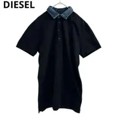 美品ディーゼルDIESEL　メンズ　ポロシャツ　コットン　デニム襟　M　ネイビー