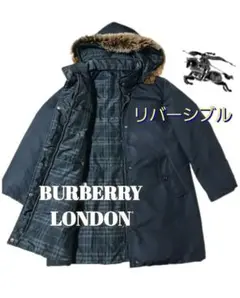 BURBERRY LONDON◆リバーシブルダウンコート◆黒◆11.Lサイズ