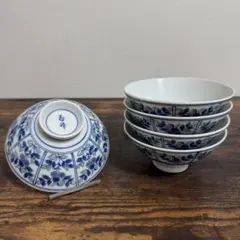 【未使用】有田焼　義峰　茶碗　飯椀　5個　昭和レトロ