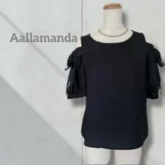 【アラマンダ】ブラウス オフショルダー ネイビー 肩リボン トップス 半袖のサムネイル