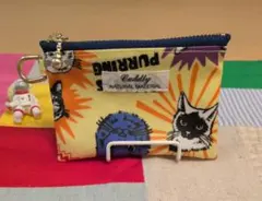 ハンドメイド 猫柄ミニポーチ 82
