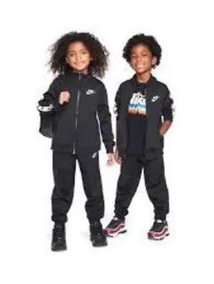 NIKE ナイキ　キッズ 110　ジャージ　上下　セットアップ　刺繍ロゴ 黒 春