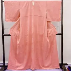 未使用】江戸小紋 鮫小紋 樋口実 作家物 落款 一つ紋 正絹 サーモン 
