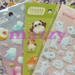 セリア ぷっくりシール マシュマロシール ステッカー 3点セット まとめ売り
