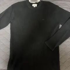 LACOSTE ワッフルニット クルーネック ブラック