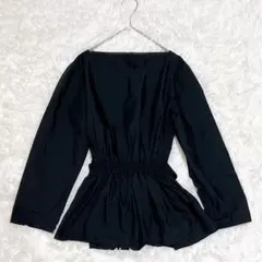 M0142 【クミキョク】 長袖チュニック ウエストゴム バックリボン スリットのサムネイル