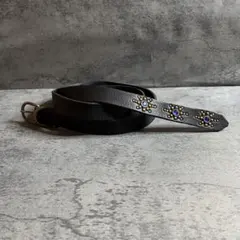 aura】 シボレザー 30ミリ ナローベルト スタッズベルト シボ感 垂らす