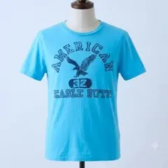 アメリカンイーグル XL イーグルプリントTシャツ 水色 古着