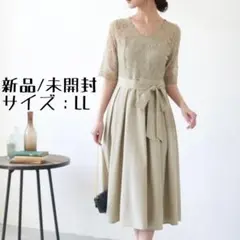 INCEDE　レース 切替 ウエストリボン ワンピース 大きめのサムネイル