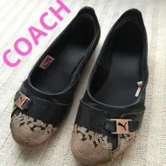 COACH PUMA ブラック ゴールド フラットシューズ22.5-23.0cmのサムネイル