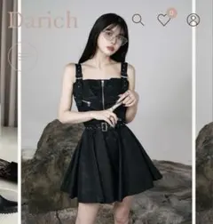 【新品未使用】ダーリッチ ナイロンジャンパーミニワンピース Free ブラック