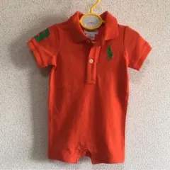 新品　ラルフローレン　3M\3ヶ月　オレンジショートオール