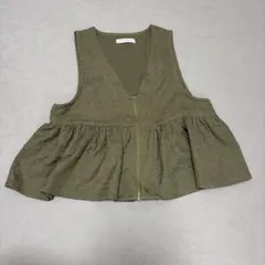 chocol raffine robe ジップアップ ベスト カーキ