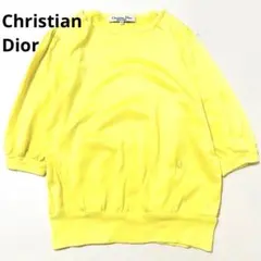 クリスチャンディオール コットンカットソー M ヴィンテージ ロゴ刺繍 黄色