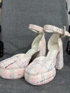 CHARLES&KEITH ツイード アンクルストラップ パンプスのサムネイル
